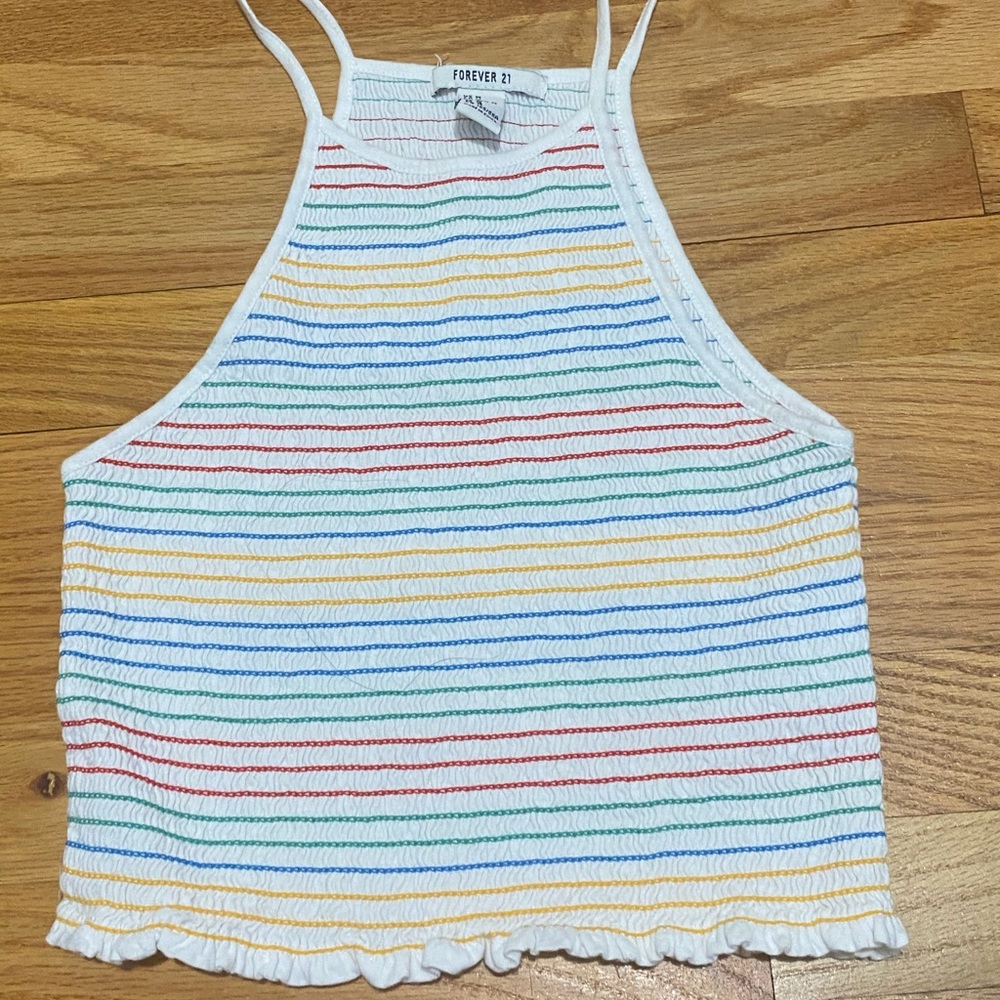 Forever 21 Striped stretchy cropped tank